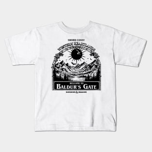 Welcome to Baldur's gate Black and White Kids T-Shirt